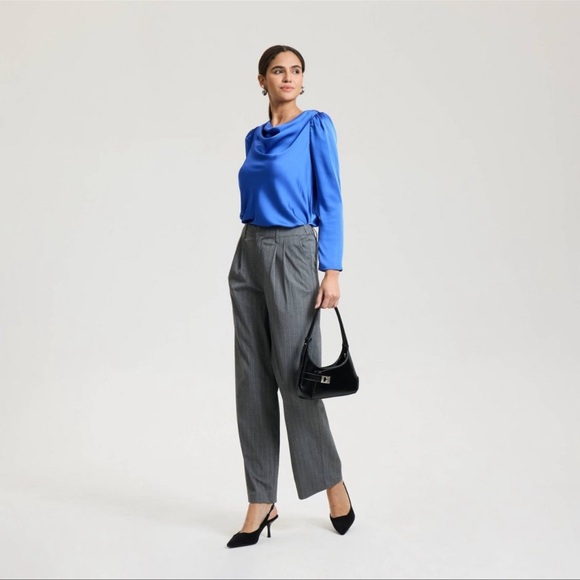 a new day Pants - NWT Women's Wide Leg Tailored Pants - A New Day™ Gray Striped 4